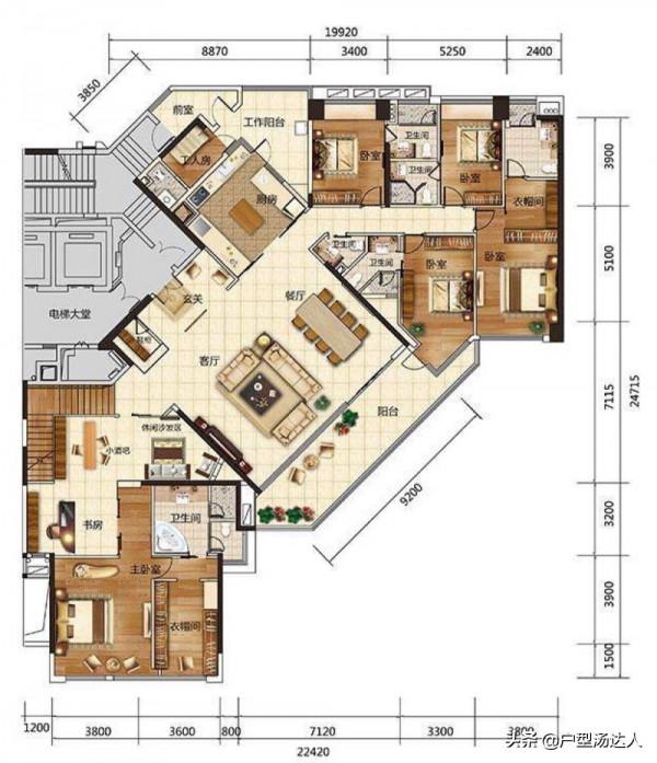 330平米東南朝向的奇特大平層戶型