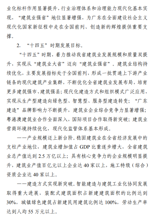 《廣東省建築業&OpenCurlyDoubleQuote;十四五&rdquo;發展規劃》印發