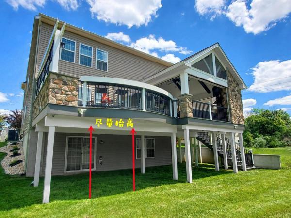 小洋樓蓋好了，門口又搭建2層平臺，上面涼亭露臺，下面放放雜物