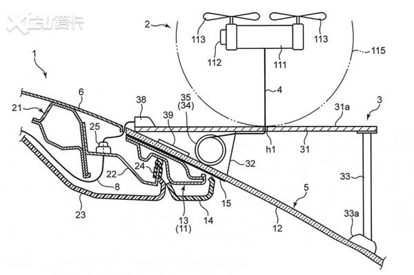 又不務正業？馬自達車載無人機專利圖