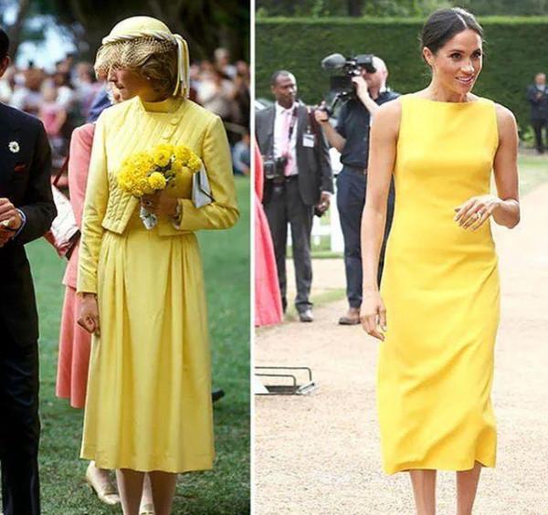 當戴安娜和梅根“撞衫”，誰的穿搭更優雅？兒媳裙裝更單調