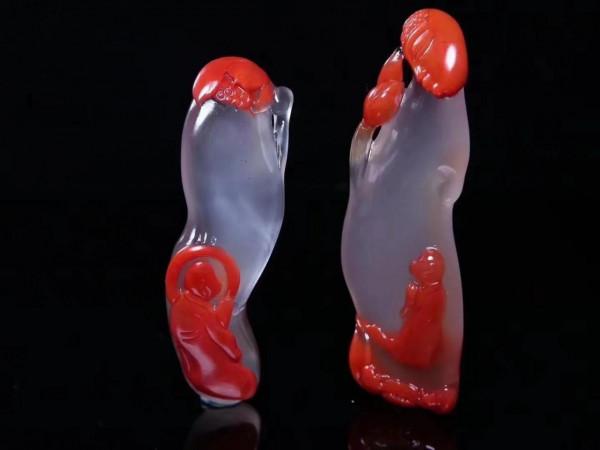 美麗的南紅雙和對