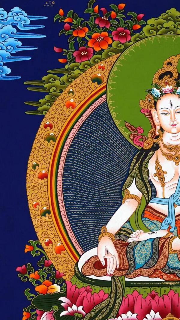 開臉特別美的一幅白度母唐卡 開臉特別美的一幅白度母唐卡