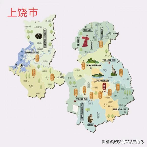 江西省的各大旅遊城市景區地圖