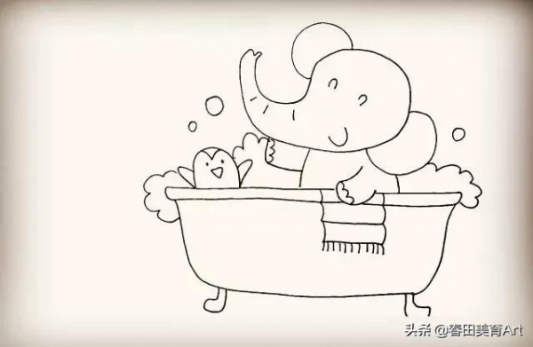 教程丨少兒美術課程簡筆畫《洗澡的小象》