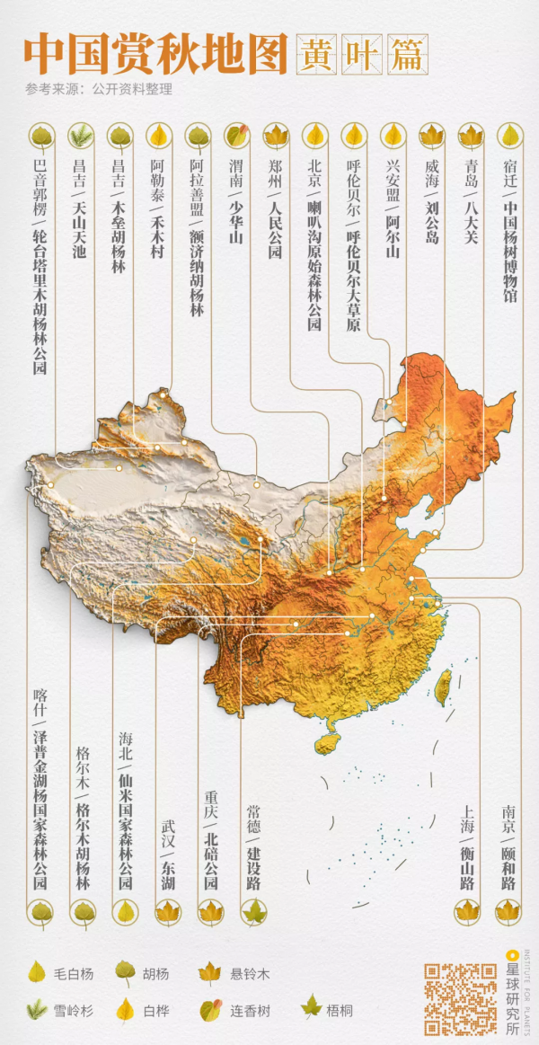 來了！中國賞秋地圖