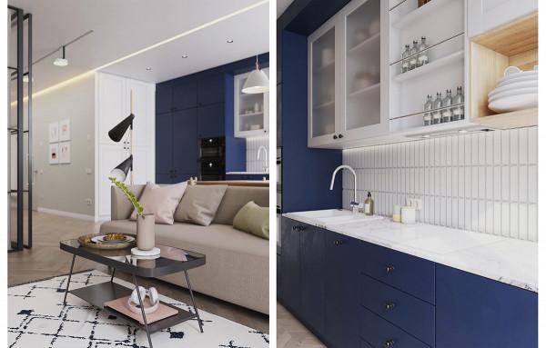 點點藍色帶來的深度和個性！2間60平小戶型設計