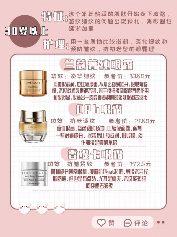 各個年齡段的眼霜大合集 看看哪個適合你