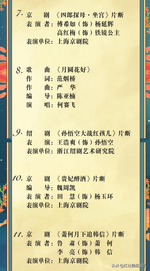 央視中秋戲曲晚會節目單釋出，名家薈萃，非票友只認識演員何賽飛