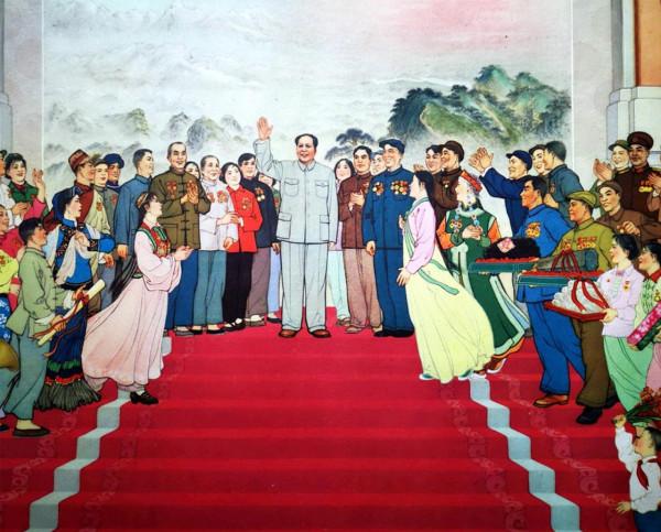 東方紅畫傳｜年畫《群英獻禮圖》-人物眾多，喜慶歡快，色彩豔麗