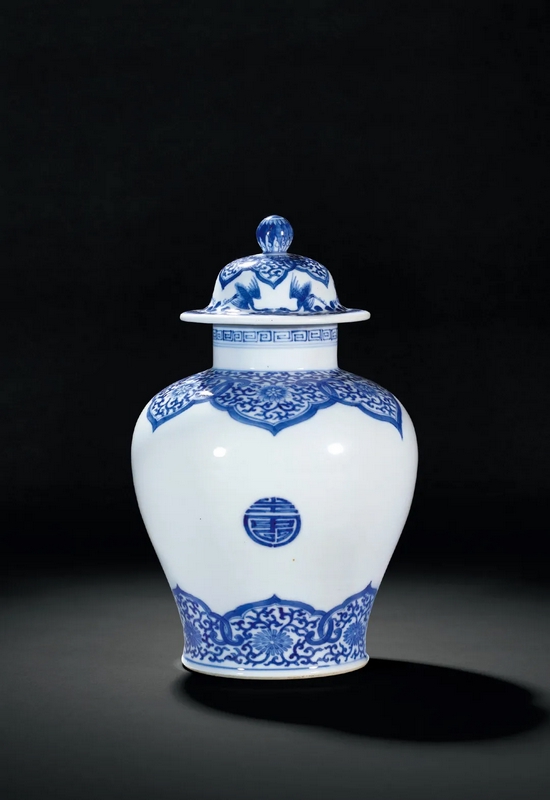 誠軒21秋拍丨素雅簡潔的清康熙青花團壽紋小蓋罐