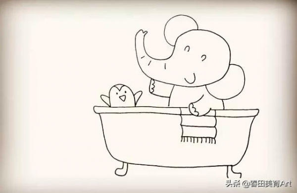 教程丨少兒美術課程簡筆畫《洗澡的小象》