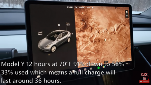 電動汽車暖風耗電？網友冰天雪地用特斯拉實測耗電情況