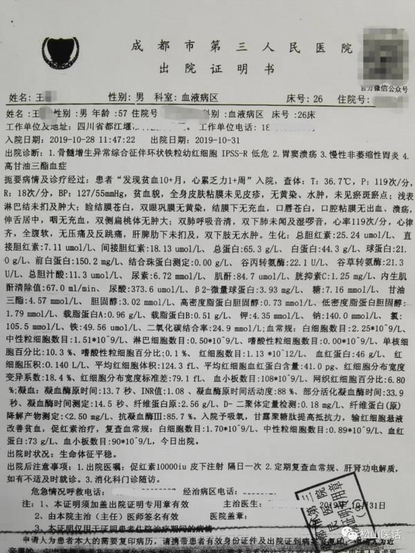 救人一命,勝造七級浮屠!搶救骨髓增生異常綜合徵輸血依賴性貧血 救人一命,勝造七級浮屠!搶救骨髓增生異常綜合徵輸血依賴性貧血