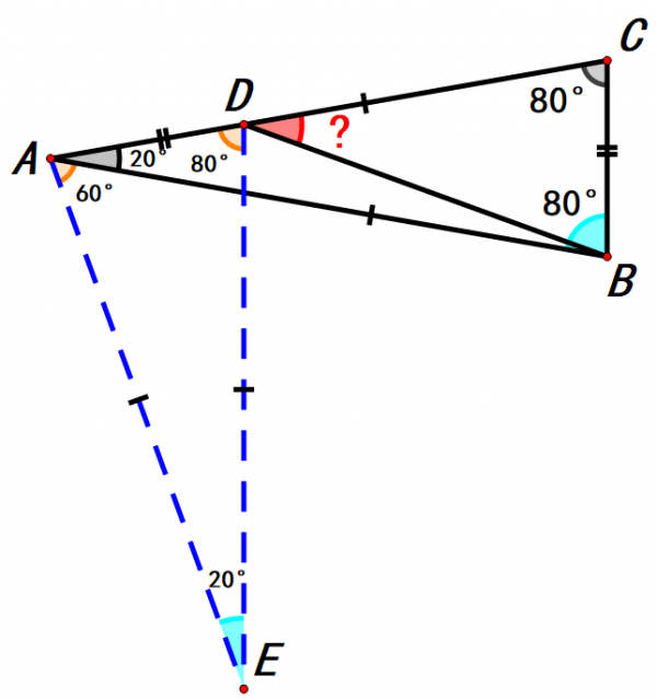 已知AD=BC，紅色角度數=？