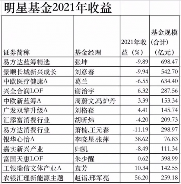2021年哪些基金最慘？頂流明星基金的收益咋樣？