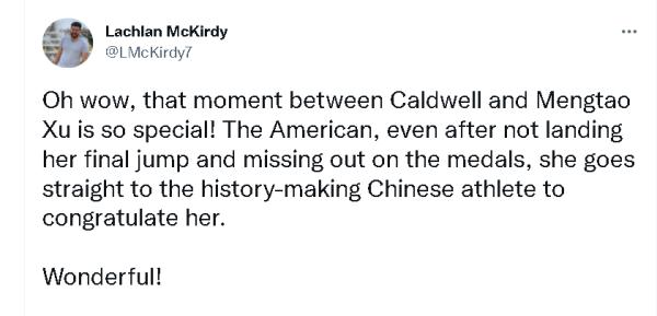 徐夢桃與美國運動員做出的一個動作，感動了世界