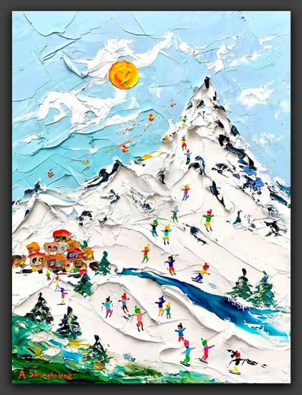 藝術｜用調色刀作畫，畫裡有你愛的皚皚白雪與朵朵浪花