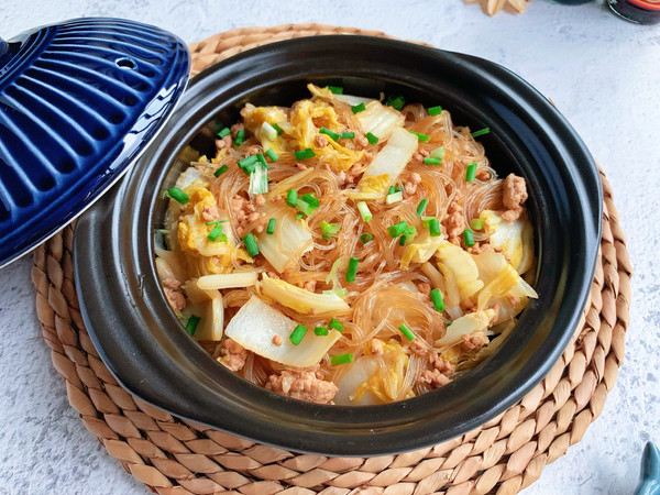 #一學就會快手菜#肉沫娃娃菜粉絲煲