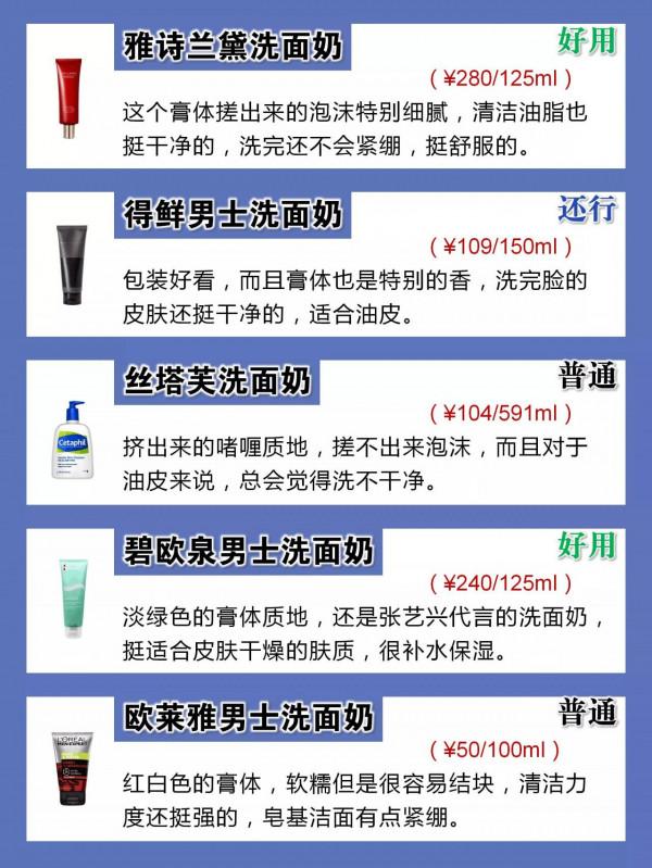 寶藏好用的男士洗面奶合集來了