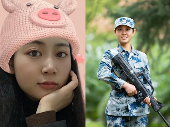 入伍前後對比照：軍營滿月“大變身”