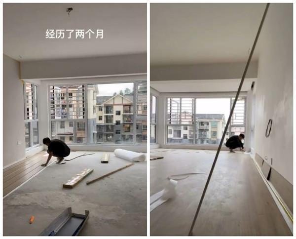 小夥72天改造毛坯房，刷膩子鑿牆一人徒手完成，網友：佩服