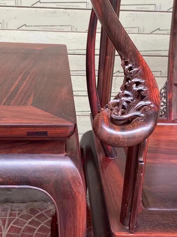 無補大紅酸枝皇宮椅三件套全獨板