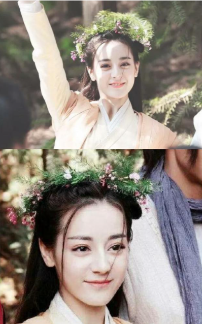 女星的頭戴花環造型，劉亦菲仙氣飄飄，殷桃顯老，孫儷像戴了鳥窩
