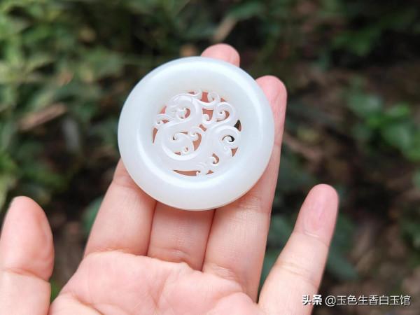 ［龍鳳呈祥］|精品和田白玉山流水對牌 一級細白