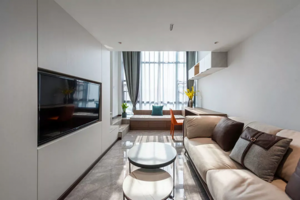 34㎡小家五臟俱全，擠出2室2廳2衛，還有學習休閒區