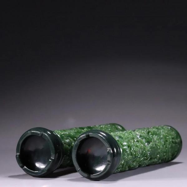 迴流 和田玉一對碧玉香筒 迴流 和田玉一對碧玉香筒