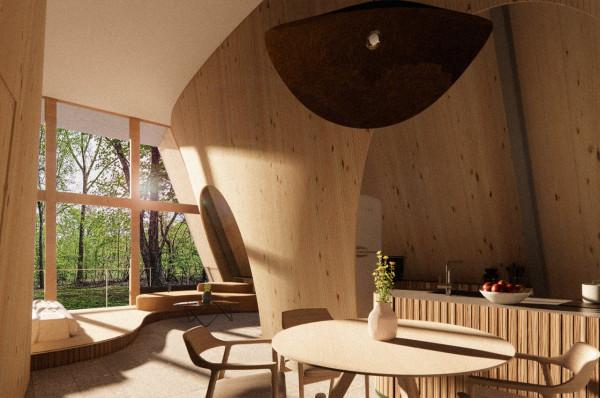 日本小房子採用蜂窩狀框架，讓客人沉浸在大自然中