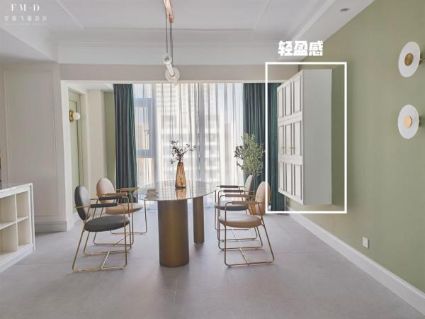 若是再裝餐邊櫃，一定要上不到頂，下不著地，“不接地氣”更好用