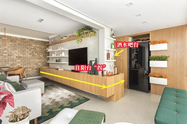 電視櫃懸空，只是“拐彎設計”，沒曾想，不僅顏值高功能還多了