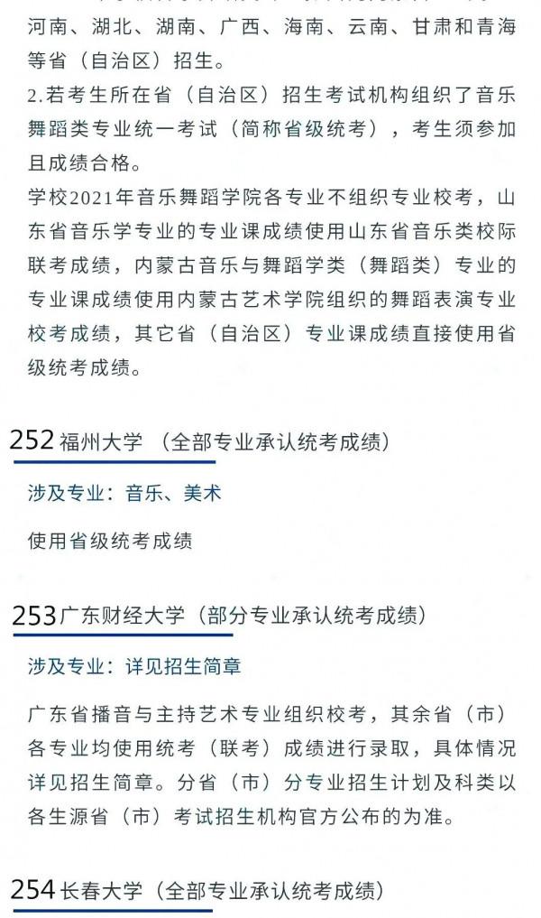 @2022藝考生 藝術類承認統考院校名單（三）