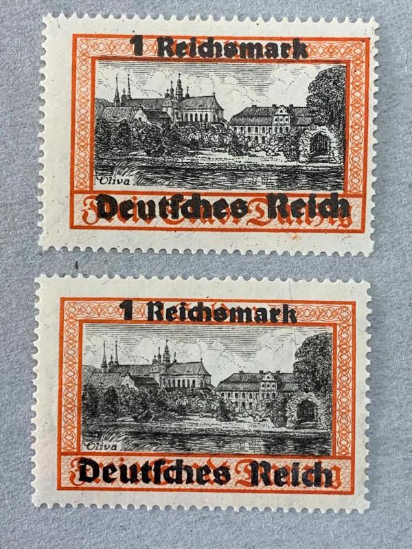德國1939但澤迴歸加字高值2枚研究