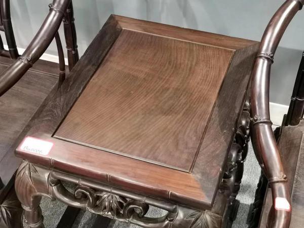 精品大紅酸枝老貨竹節圈椅三件套