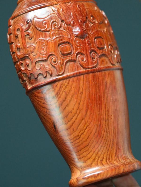 海南黃花梨｜螭龍雙耳插花瓶