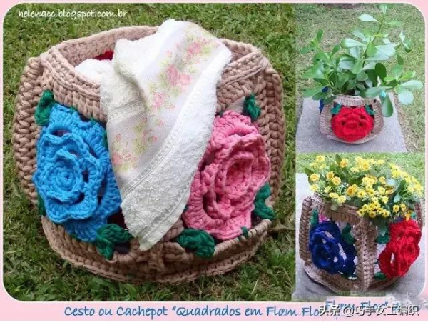 舊T恤以後不要扔,教你鉤成24種收納籃,美到眼花繚亂!(附針法圖解