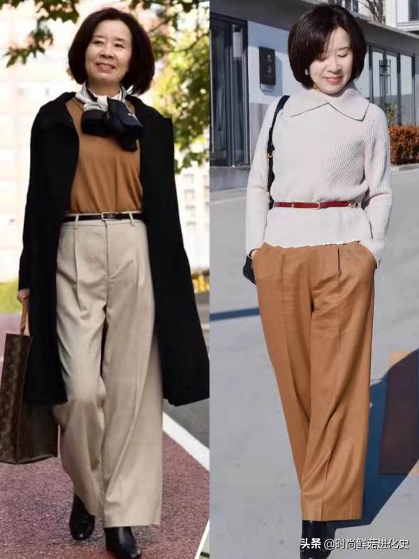 今秋流行一種新褲子，叫“卡其棕褲”！50、60歲女人穿更時髦高階