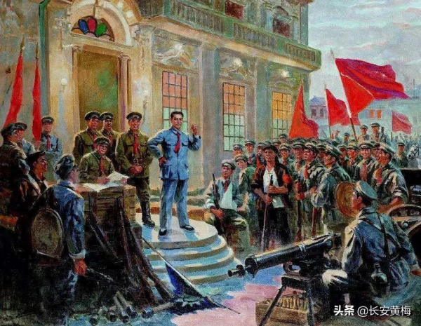 毛主席去看晚會，發現周總理還沒到，就在門口等著他