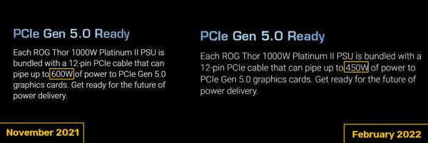 華碩 PCIe 5&period;0 12-pin 供電介面引數變更：最高 600W 改為 450W