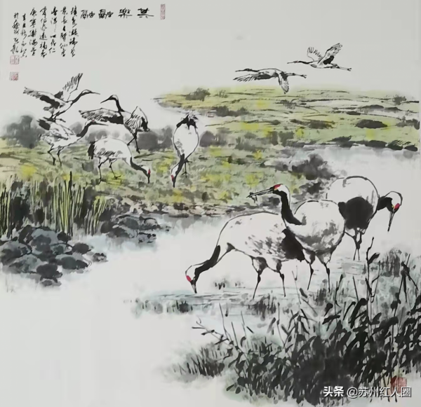 尹先敦國畫作品集評，畫作鶴舞九天仙氣十足，被無數藝術大師讚賞