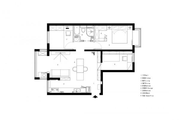 將狹隘的空間進行拆解重合，串聯出80㎡寬闊溫馨的居心地
