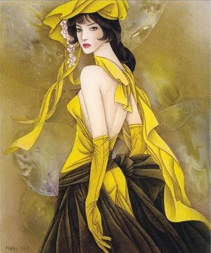 馮長江筆下現代女性，造型優美而富東方韻味，卓越的藝術表現能力