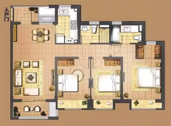 戶型鑑賞：139㎡戶型，四開間全朝南，南向三飄窗設計