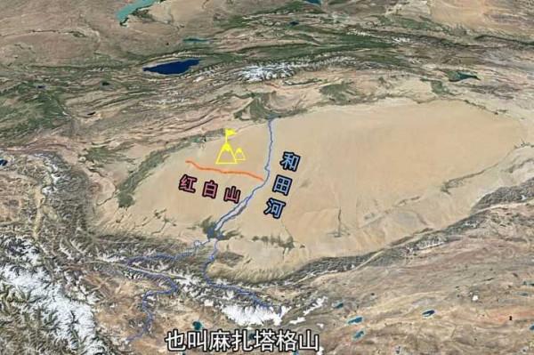 塔克拉瑪干沙漠中其實還有座大山，長四百多里，山色紅白出產瑪瑙