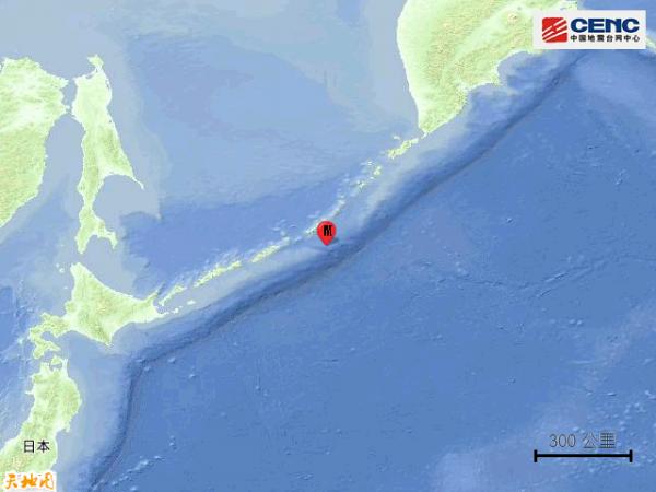 千島群島發生5.9級地震