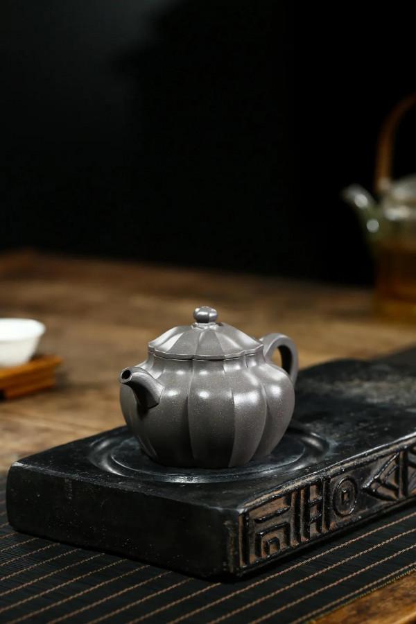 「菱花」宜興原礦紫砂壺◆天青泥◆