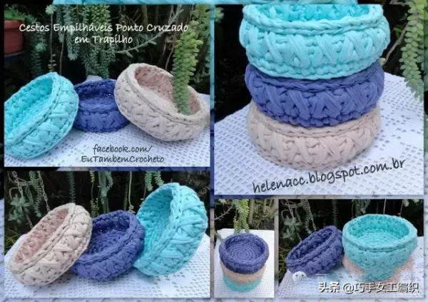 舊T恤以後不要扔,教你鉤成24種收納籃,美到眼花繚亂!(附針法圖解